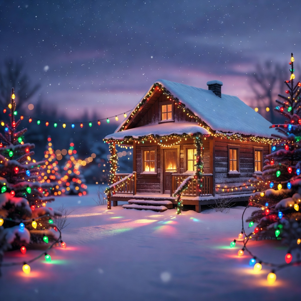 Beautiful glowing Christmas lights and winter ambiance for a cozy atmosphere